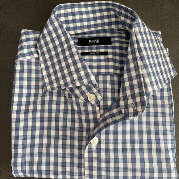 Hugo Boss Men's Slim Fit Solid Cotton Dress Shirt White Size 15